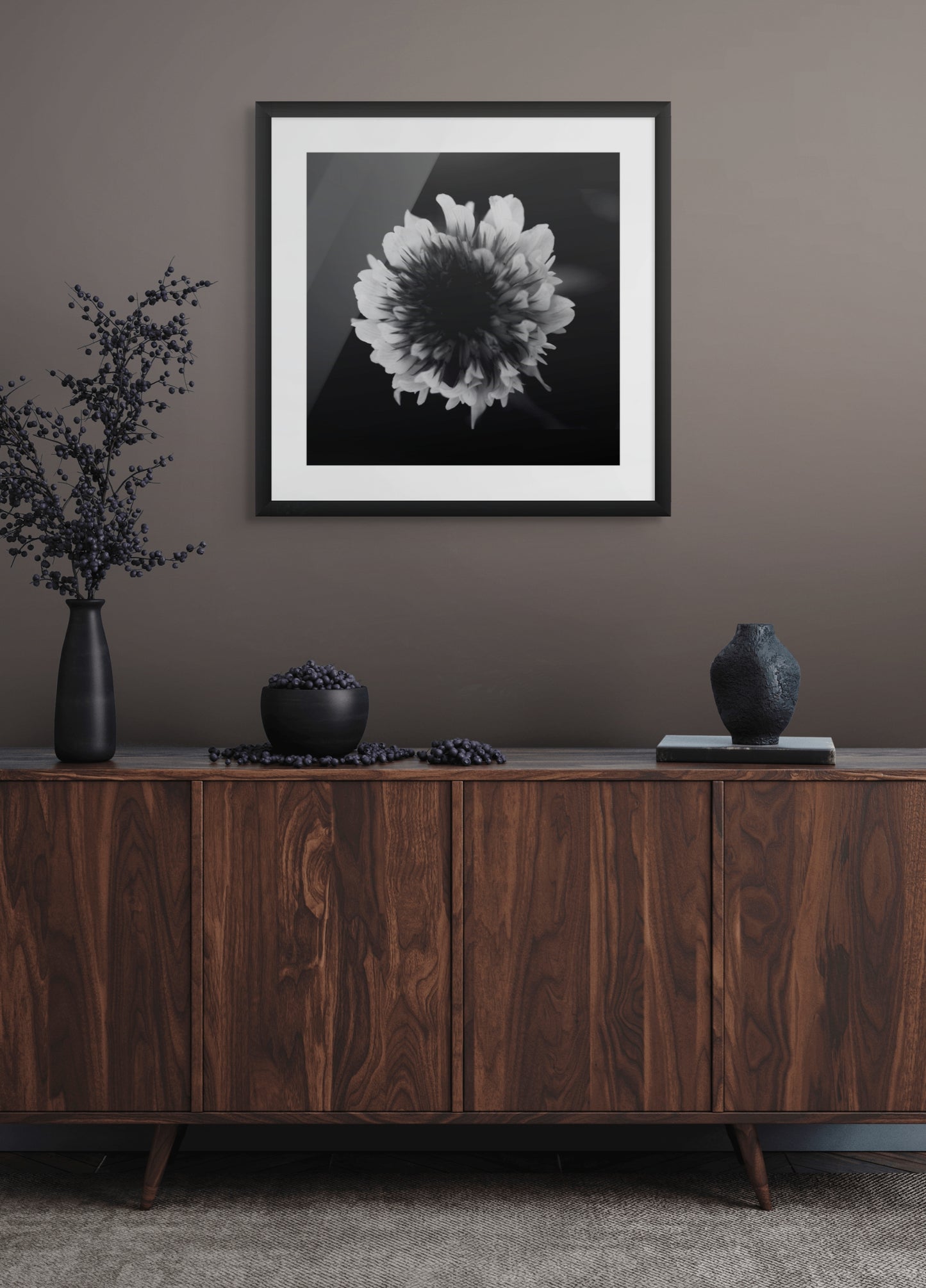 black & white petals